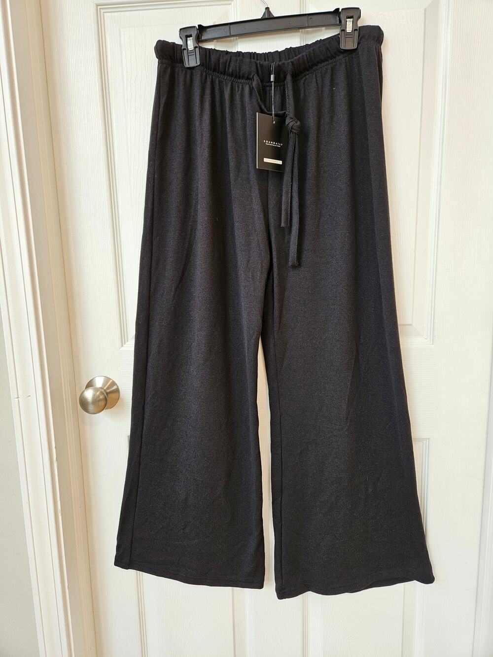 KOANDAILY Women’s Wide Leg Lounge Pants Black Drawstring Knit Size 2XL* NWT